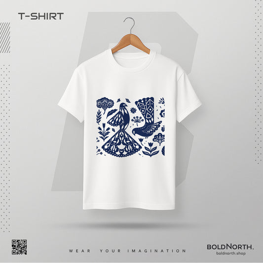 Blue Doves – Folk Art T Shirt